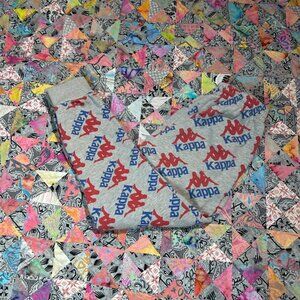 KAPPA Womens Authentic Logo Sweatpants Size Medium Gray Red Blue All Over Print